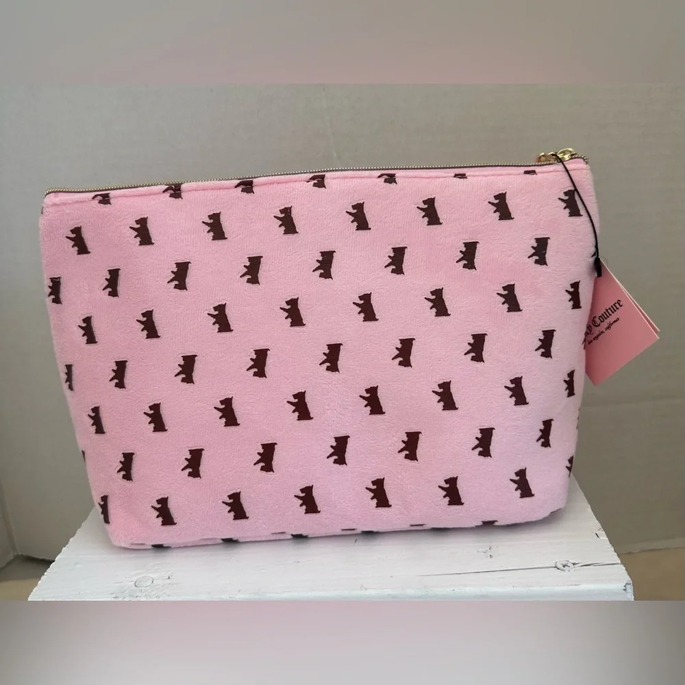 Juicy Couture Pink Crown-Embellished Clutch Cosmetics bag